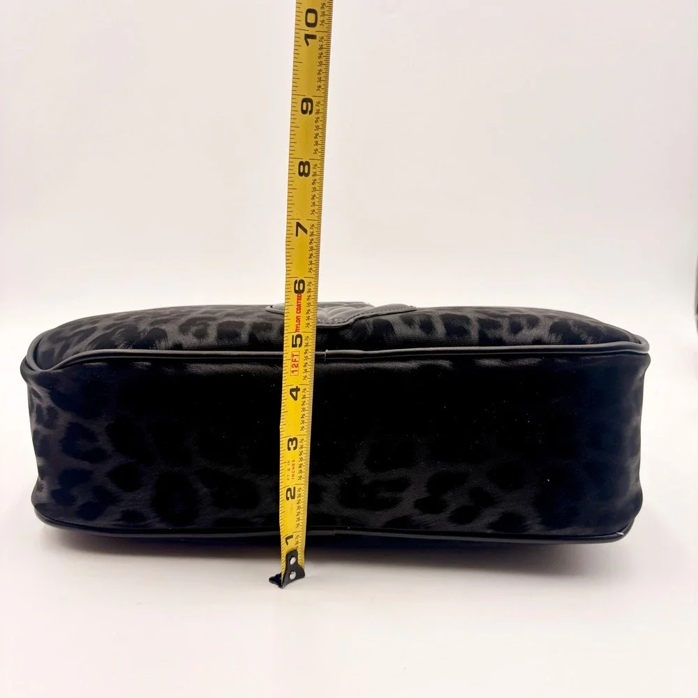 Baby Phat Black Leopard Print Velvet Handbag with Cat Applique Coin Purse Y2k